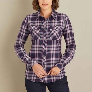 Duluth Trading Co Crosscut Wicking Flannel Plaid Button Up Shirt Sz L